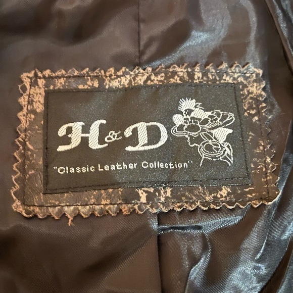 H&D Distressed Genuine Leather/Denim Jacket - Picture 14 of 15